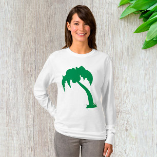 Tropical Palm Tree Silhouette Green Island Beach T-Shirt
