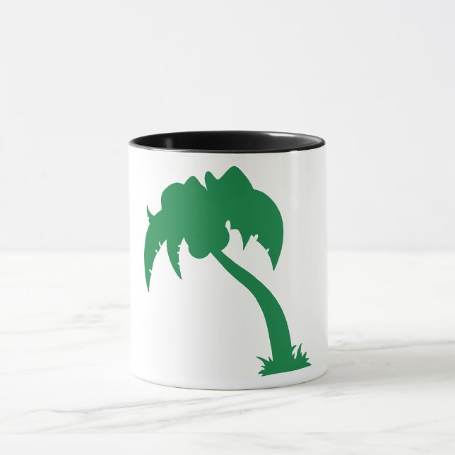 Tropical Palm Tree Silhouette Green Island Beach Tasse (Von Creator hochgeladen)