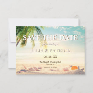 Tropical Palm Tree Summer Beach Wedding Rettete Th Save The Date
