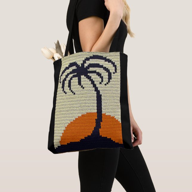 Tropical Palm Tree Sunrise Artisan Crochet Print (Von Nahem)