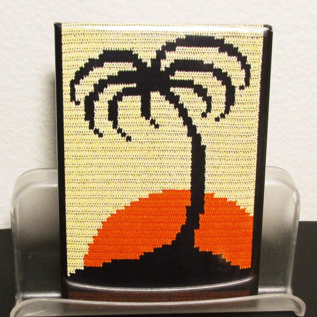 Tropical Palm Tree Sunset Artisan Crochet Print Magnet (Von Creator hochgeladen)