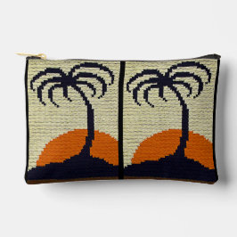 Tropical Palm Tree Sunset Artisan Crochet Print Zubehörtasche
