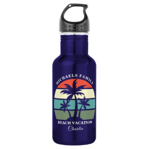 Tropical Palm Tree Sunset Custom Beach Vacation Edelstahlflasche
