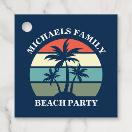 Tropical Palm Tree Sunset Custom Blue Beach Party Geschenkanhänger