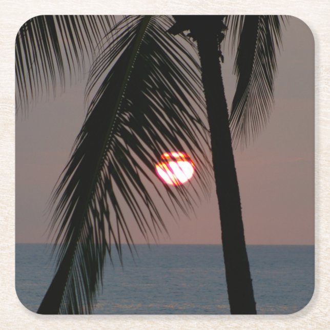 Tropical Palm Tree Sunset Rechteckiger Pappuntersetzer (Vorderseite)