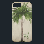 Tropical Palm Tree Vintag Elegante Monogram Case-Mate iPhone Hülle<br><div class="desc">Elegante Palmen bilden einen Teil der Baumkronen über den Anfang Ihrer Familie oder den Anfang Ihrer Familie. Elegantes tropisches Vintages Design. Der Palmenbaum liegt auf einem Hintergrund aus Champagner-Marmor.</div>