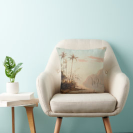 Tropical Palm Tree Vintag Elegante Monogram Kissen