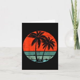 Tropical Palm Tree Vintag Sunset Beach Retro Styl Karte