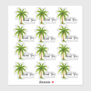 Tropical Palm Tree Wedding Danke Set Aufkleber