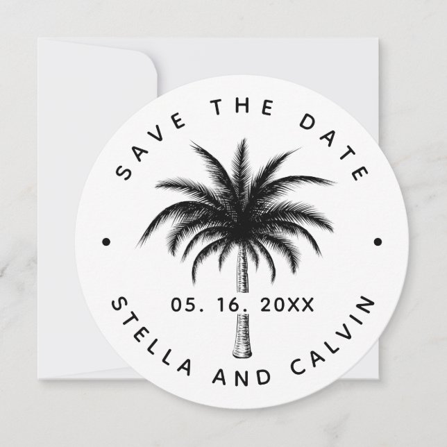 Tropical Palm Tree Wedding einfaches Foto Save The Date (Vorderseite)