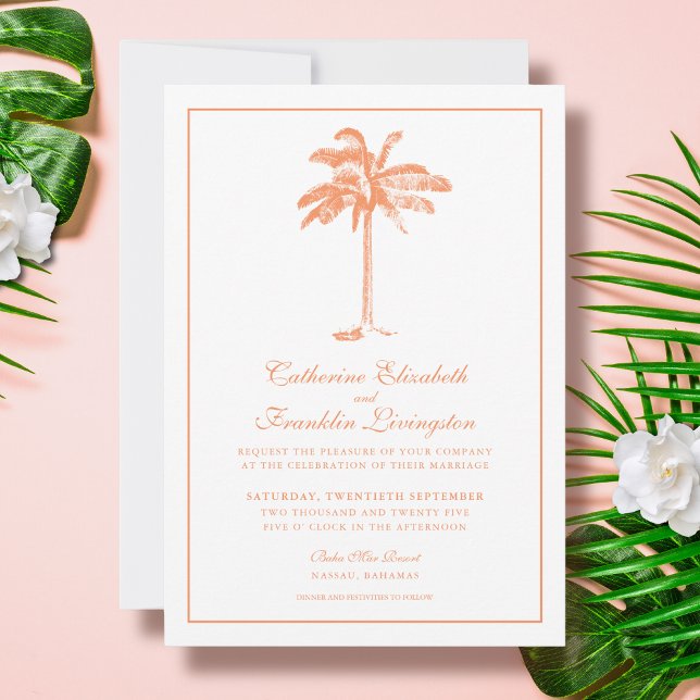 Tropical Palm Tree Wedding Einladung (Von Creator hochgeladen)