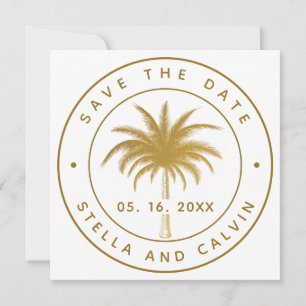 Tropical Palm Tree Wedding Foto Gold Save The Date