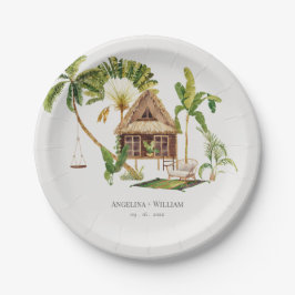 Tropical Palm Tree Wedding Pappteller