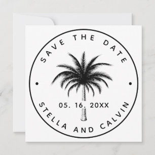 Tropical Palm Tree Wedding Round Foto Save The Date