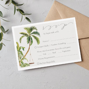 Tropical Palm Tree Wedding RSVP Card Karte