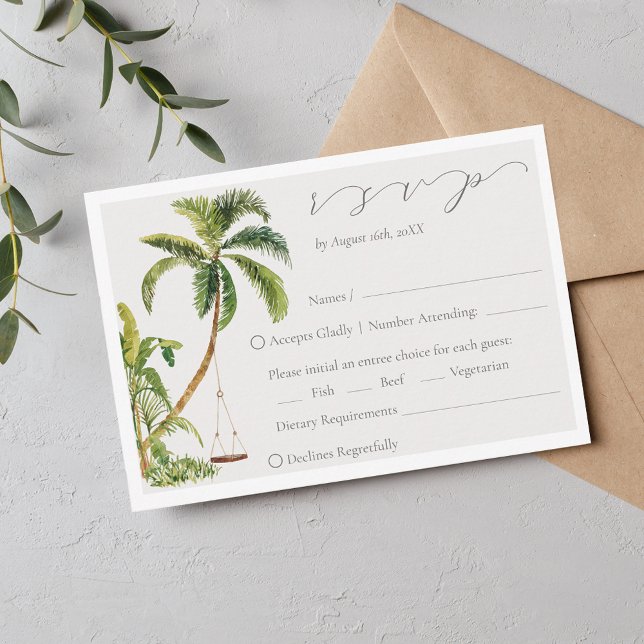 Tropical Palm Tree Wedding RSVP Card Karte (Von Creator hochgeladen)