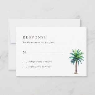 Tropical Palm Tree Wedding RSVP Card Karte