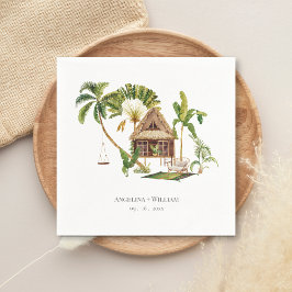 Tropical Palm Tree Wedding Serviette