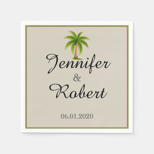 Tropical Palm Tree Wedding Serviette (Vorderseite)
