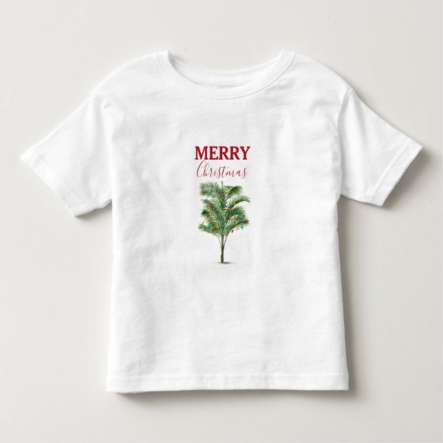 Tropical Palm Tree Weihnachtsbaum Urlaub Kleinkind T-shirt (Vorderseite)