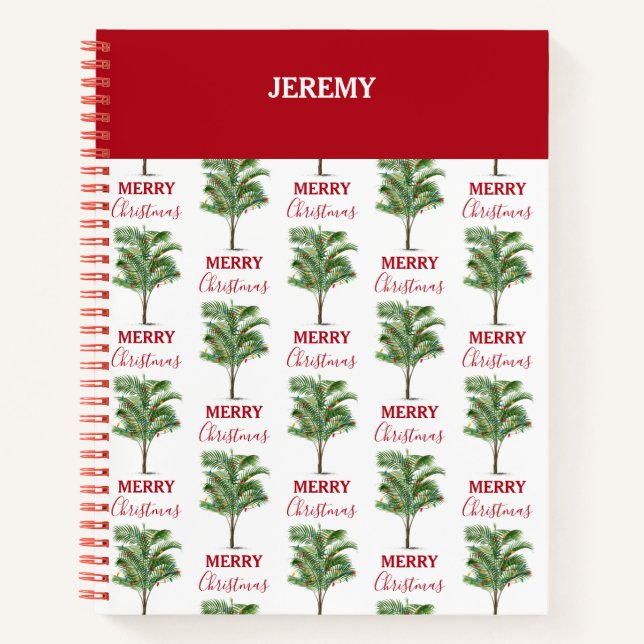 Tropical Palm Tree Weihnachtsbaum Urlaub Notizbuch (Vorderseite)