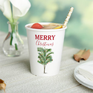 Tropical Palm Tree Weihnachtsbaum Urlaub Pappbecher