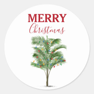 Tropical Palm Tree Weihnachtsbaum Urlaub Runder Aufkleber