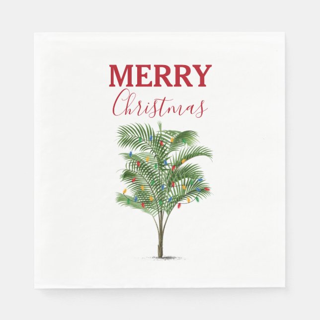 Tropical Palm Tree Weihnachtsbaum Urlaub Serviette (Vorderseite)