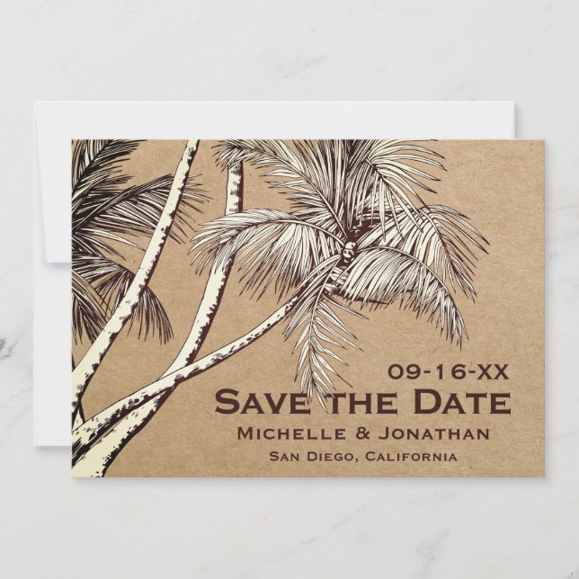 Tropical Palm Trees Beach Hochzeit Save The Date (Vorderseite)