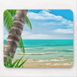 Tropical Palm Trees Beach Island Mouse Pad Mousepad