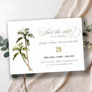 Tropical Palm Trees Beach Sand Wasserfarbe Save The Date