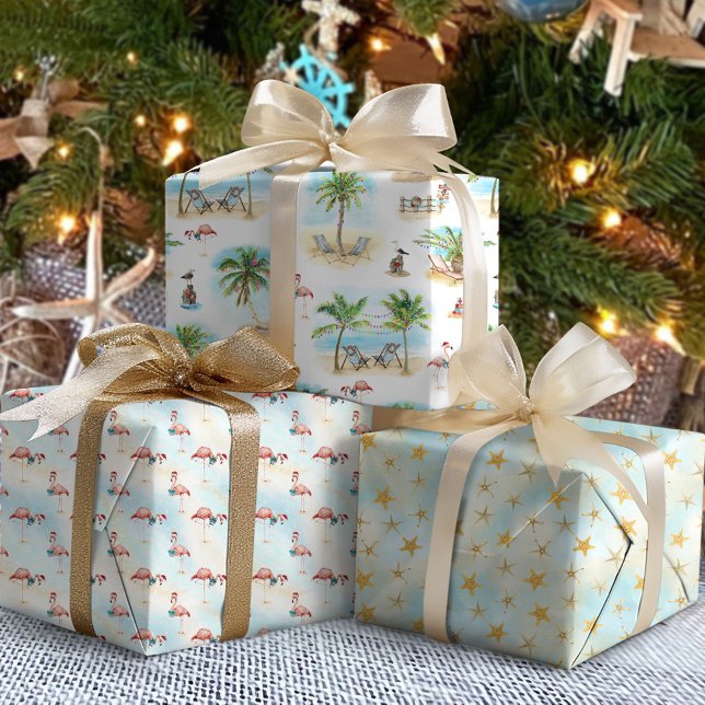 Tropical Palm Trees Beach Weihnachten Geschenkpapier Set (Von Creator hochgeladen)