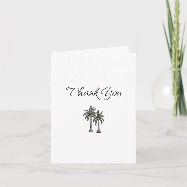 Tropical Palm Trees Birthday Gift Elegant Dankeskarte (Vorderseite)