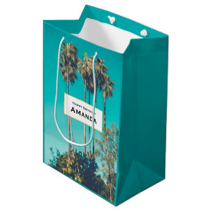 Tropical Palm Trees California Retro Geburtstag Mittlere Geschenktüte