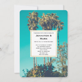 Tropical Palm Trees California Retro Wedding Einladung
