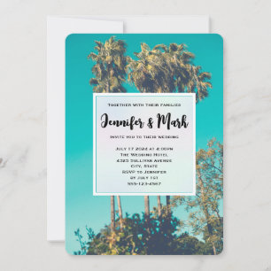 Tropical Palm Trees California Retro Wedding Einladung