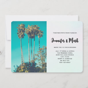 Tropical Palm Trees California Retro Wedding Einladung