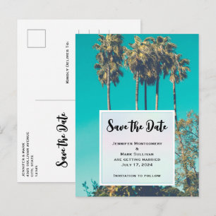 Tropical Palm Trees California Save the Date Einladungspostkarte