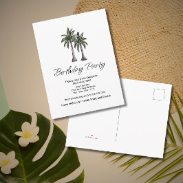 Tropical Palm Trees Elegant 30th Birthday Party Einladungspostkarte