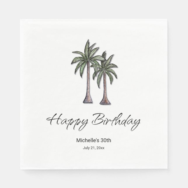Tropical Palm Trees Elegant 30th Birthday Party Serviette (Vorderseite)