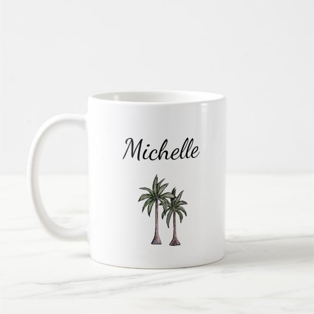 Tropical Palm Trees Elegantes botanisches Foliage Kaffeetasse (Links)