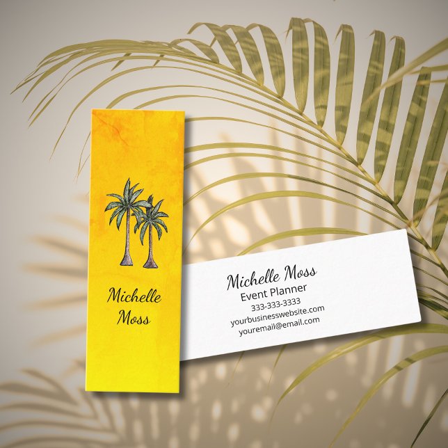 Tropical Palm Trees Elegantes Botanisches Gold Mini Visitenkarte (Von Creator hochgeladen)