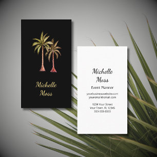 Tropical Palm Trees Elegantes botanisches Schwarze Visitenkarte