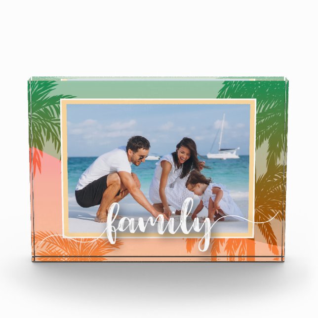 Tropical Palm Trees FAMILY Script Fotoblock (Vorderseite)