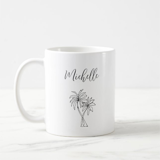 Tropical Palm Trees Foliage botanische Personalisi Kaffeetasse (Links)