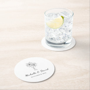 Tropical Palm Trees Hochzeit in Urlaubsort Empfang Runder Pappuntersetzer