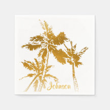 Tropical Palm Trees Imitats Gold Script Name