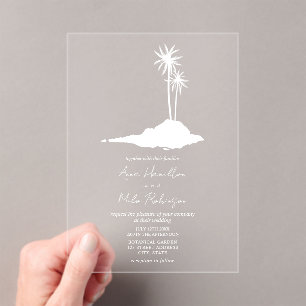 Tropical Palm Trees Island Beach Hochzeit Acryleinladungen