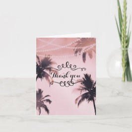 Tropical Palm Trees & Lights Pink Beach Vielen Dan Dankeskarte