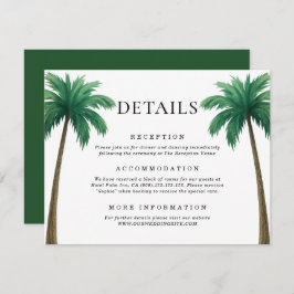 Tropical Palm Trees Minimal Beach Wedding Details Begleitkarte